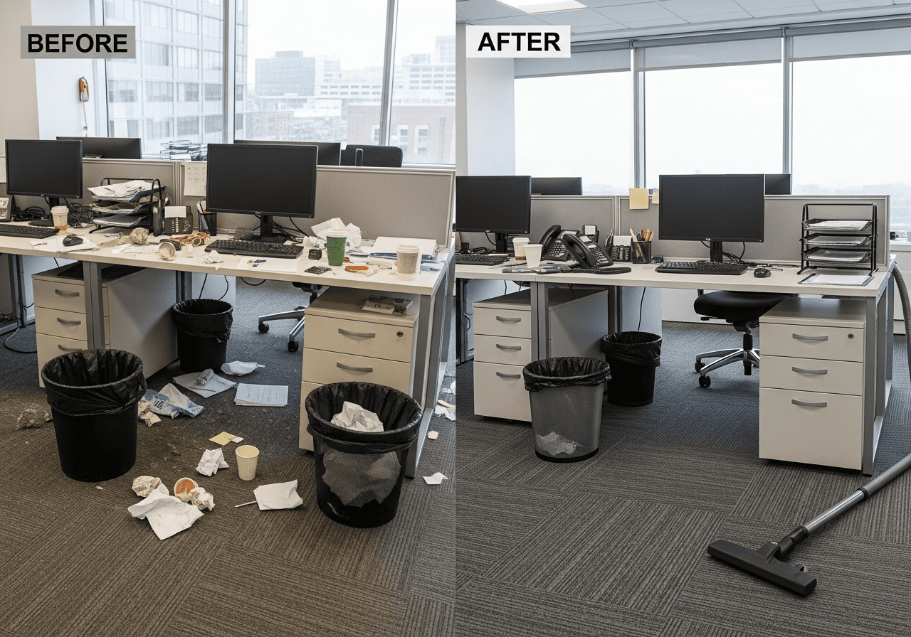 Corporate cleaning services before after cleaning